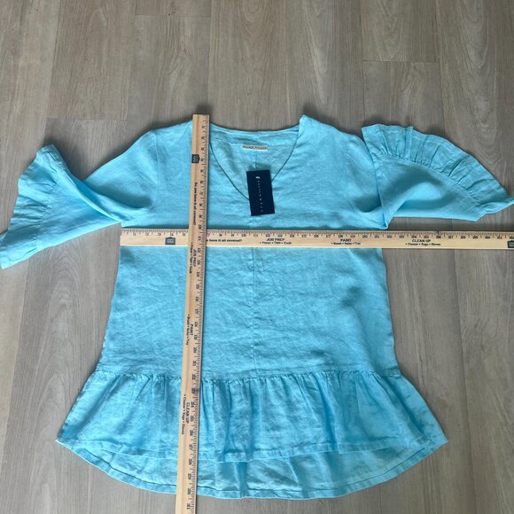 BRYN WALKER 100% Linen Layla Hi/Low Bell Sleeve Top Sz S Oversized NWT - Picture 5 of 7